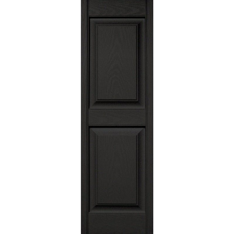 Builders Edge 15 in. x 47 in. Black Panel Shutter, (2-Pack)
