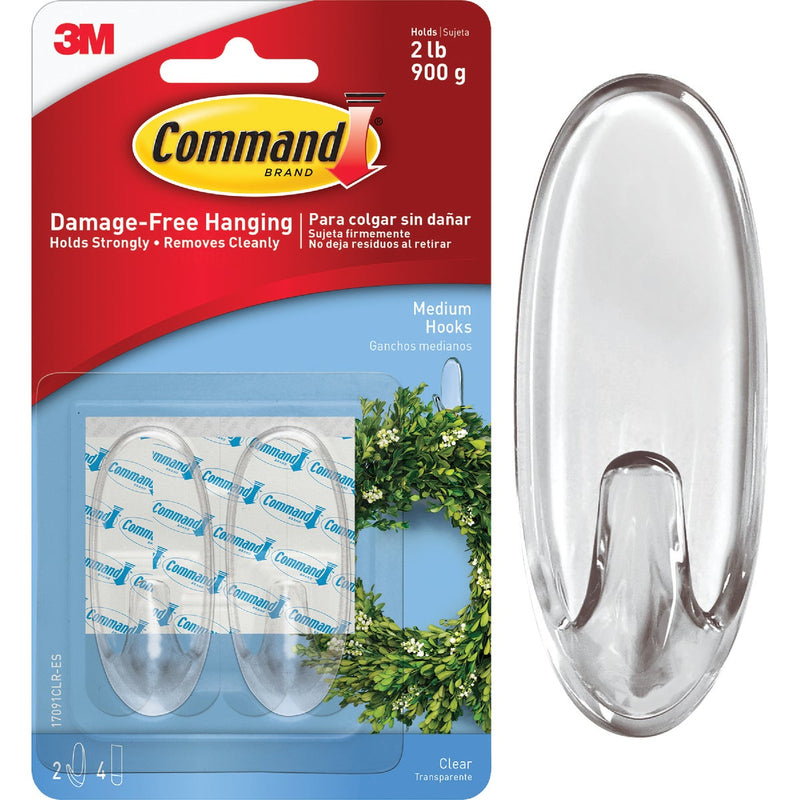 Command Clear Medium Hooks, 2 Hooks, 4 Strips