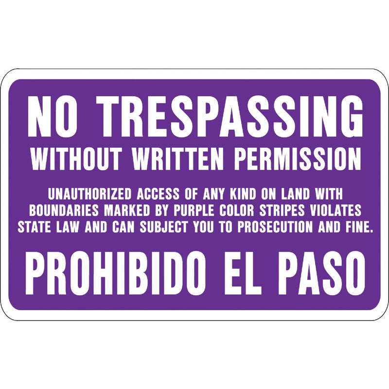 Hy-Ko Aluminum Sign, No Trespassing