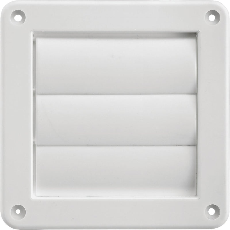 Lambro 4 In. White Plastic Exhaust Wall Louvered Vent
