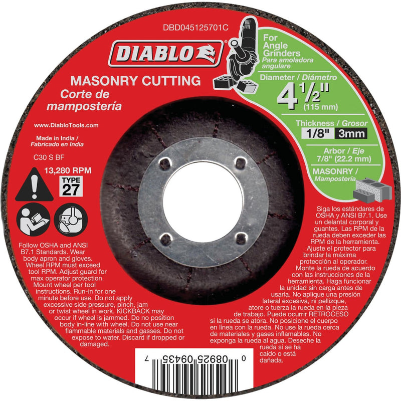 Diablo Type 27 4-1/2 In. x 1/8 In. x 7/8 In. Masonry Cut-Off Wheel