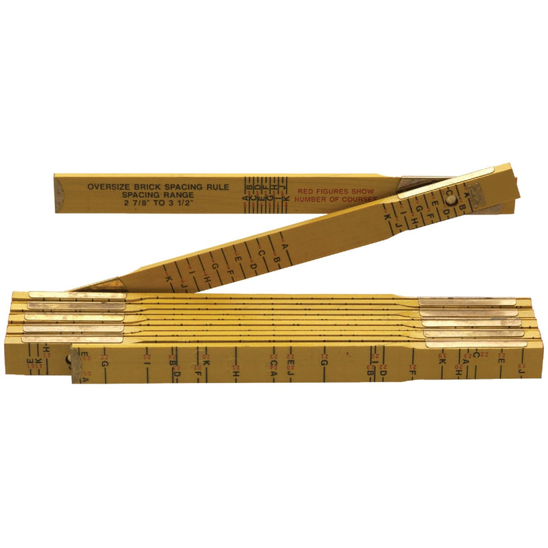 Lufkin Red End 6 Ft. x 5/8 In. Oversized Brick Mason Wood Rule, White