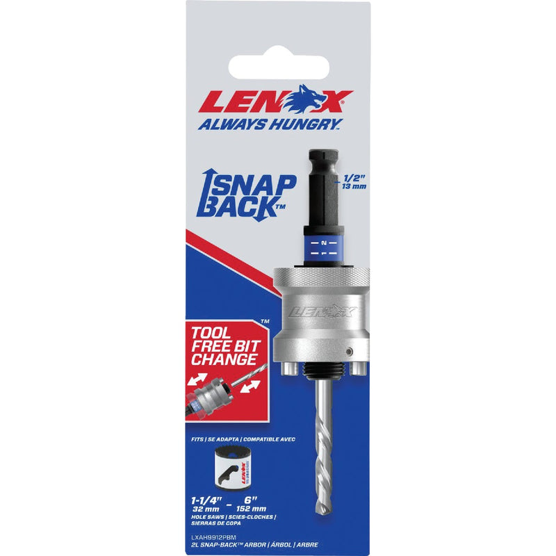Lenox SNAP-BACK 1/2 In. Hex Shank Quick Change Hole Saw Mandrel Fits 1-1/4 In. to 6 In. Hole Saws