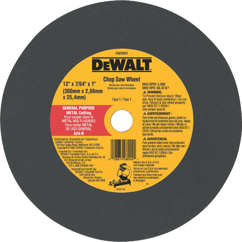 DEWALT HP Type 1 12 In. x 7/64 In. x 1 In. Metal Cut-Off Wheel