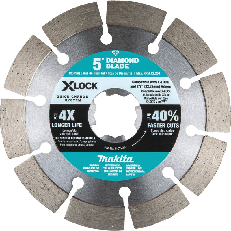 Makita X-LOCK 5 In. Segmented Rim Dry/Wet Cut Diamond Blade