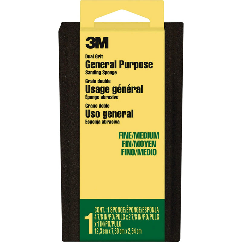 3M 2-7/8 In. x 4-7/8 In. x 1 In. Large Area Sanding Sponge, Fine/Medium