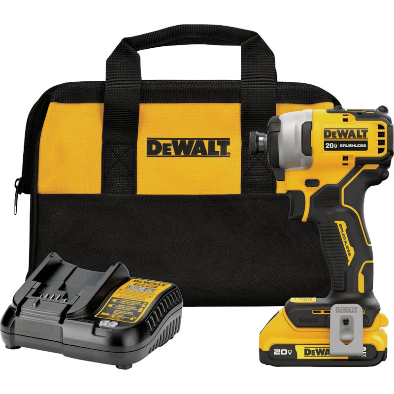 DEWALT ATOMIC 20V MAX Brushless 1/4 In. Compact Cordless Impact Driver Kit with 2.0 Ah Battery & Charger