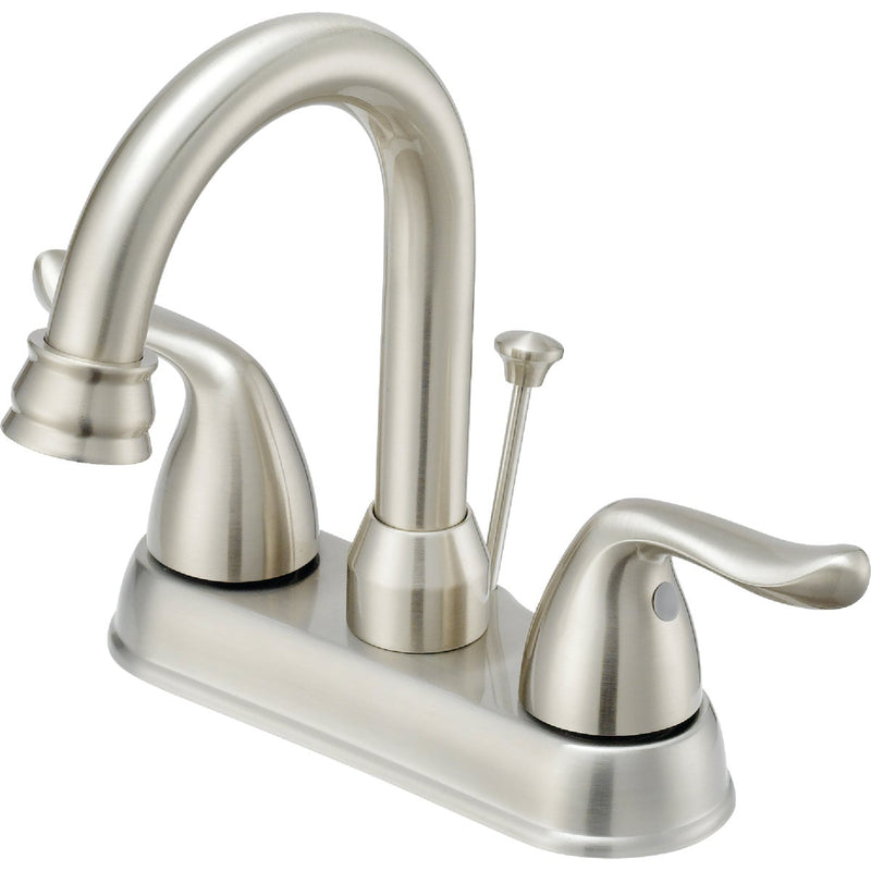 Home Impressions Brushed Nickel 2-Handle Lever 4 In. Centerset Bathroom Faucet with Pop-Up