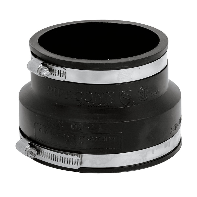 Fernco 4 In. x 4 In. Clay to Cast Iron or Plastic Reducing PVC Coupling