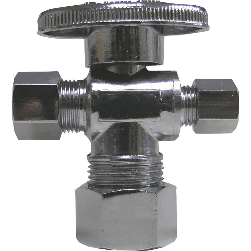 ProLine 5/8 In. OD x 3/8 In. OD x 3/8 In. OD Chrome Plated Brass Dual Outlet Stop
