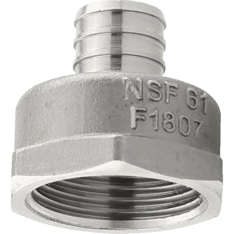 Plumbeez 3/4 In. x 1 In. FPT Stainless Steel PEX Adapter