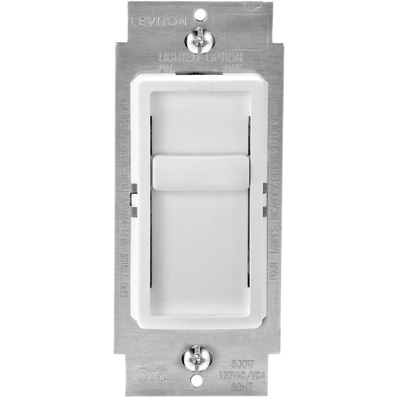 Leviton Decora Incandescent/Halogen/LED/CFL White Slide Dimmer Switch