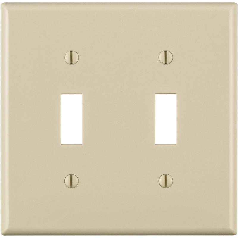 Leviton 2-Gang Thermoplastic Nylon Toggle Switch Wall Plate, Light Almond