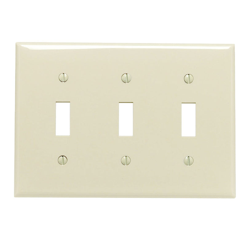 Leviton 3-Gang Thermoplastic Nylon Toggle Switch Wall Plate, Ivory