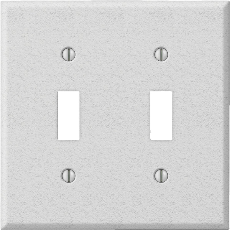 Amerelle PRO 2-Gang Stamped Steel Toggle Switch Wall Plate, White Wrinkle