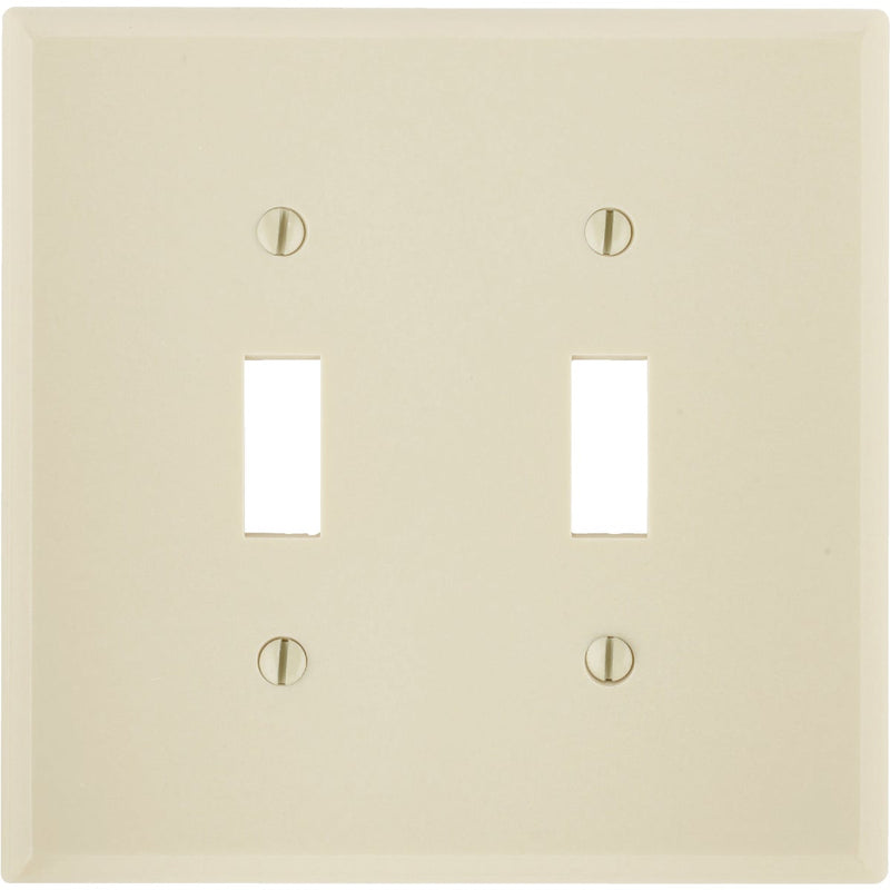 Leviton 2-Gang Plastic Oversized Toggle Switch Wall Plate, Ivory
