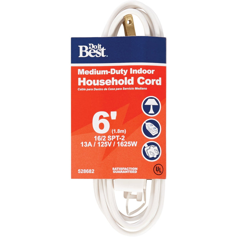 Do it Best 6 Ft. 16/2 White Cube Tap Extension Cord