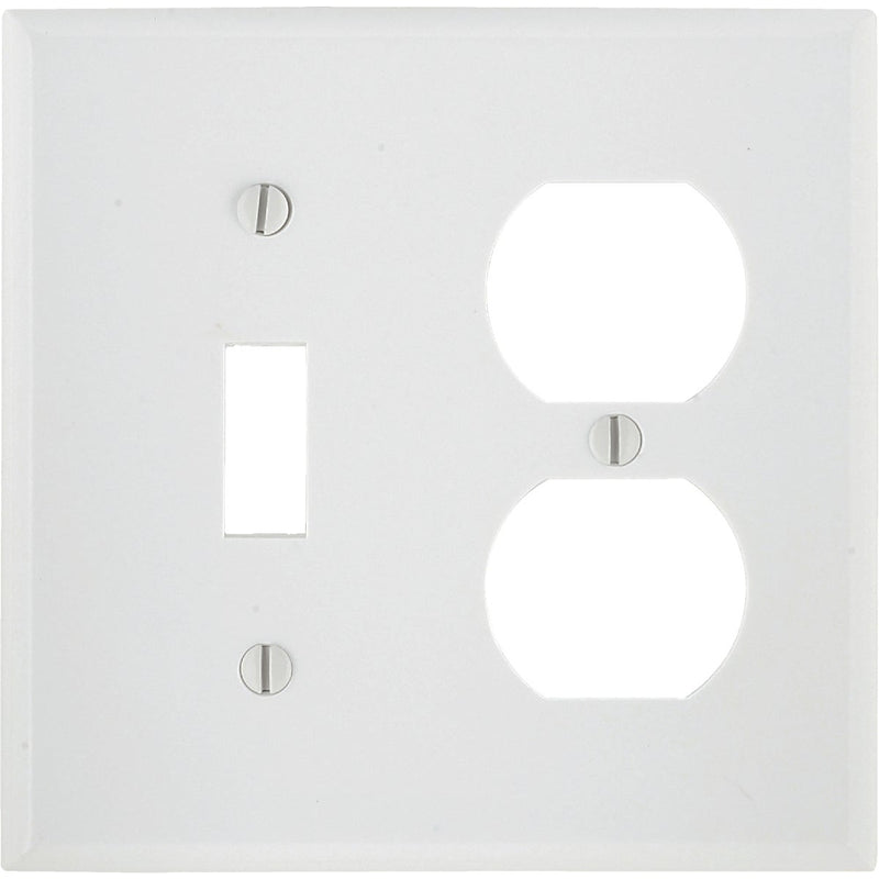 Leviton 2-Gang Plastic Single Toggle/Duplex Outlet Wall Plate, White