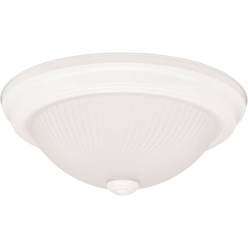 Home Impressions 13 In. White Incandescent Flush Mount Ceiling Light Fixture with Frosted Swirl Glass