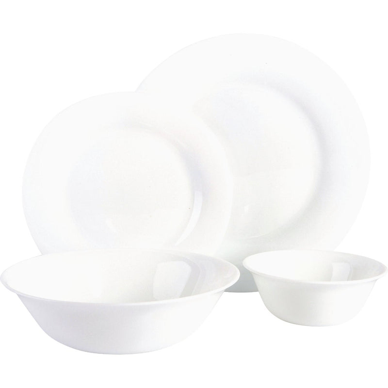 Gibson Ultra White Shadow Opal Glass Dinnerware Set (36-Piece)