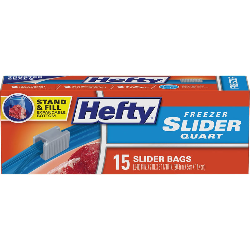 Hefty 1 Qt. Slider Freezer Bag Stand and Fill Expandable Bottom (15-Count)