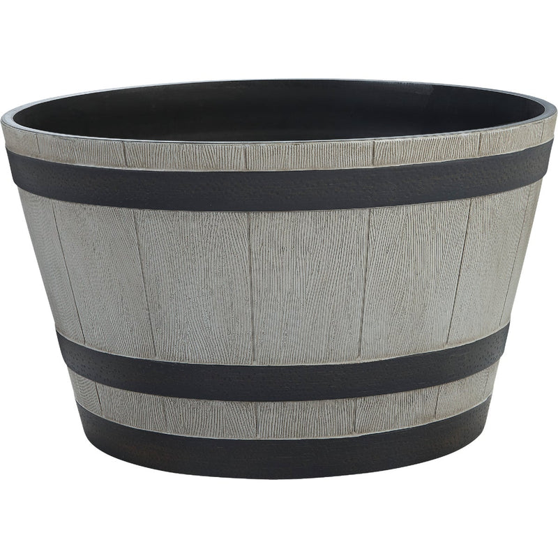 Southern Patio 13-1/2 In. H. x 22-1/2 In. Dia. Birchwood High-Density Resin Traditional Whiskey Barrel Planter
