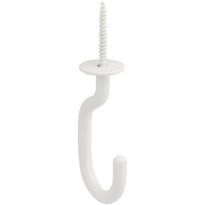 National 2682 3-11/32 In. White Steel Modern Ceiling J-Hook Plant Hanger