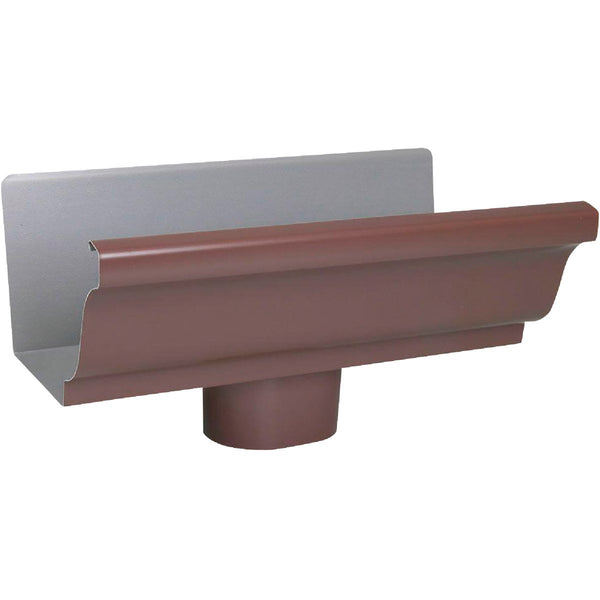 Spectra Metals 5 In. K Style Aluminum Brown Gutter Round Drop Outlet