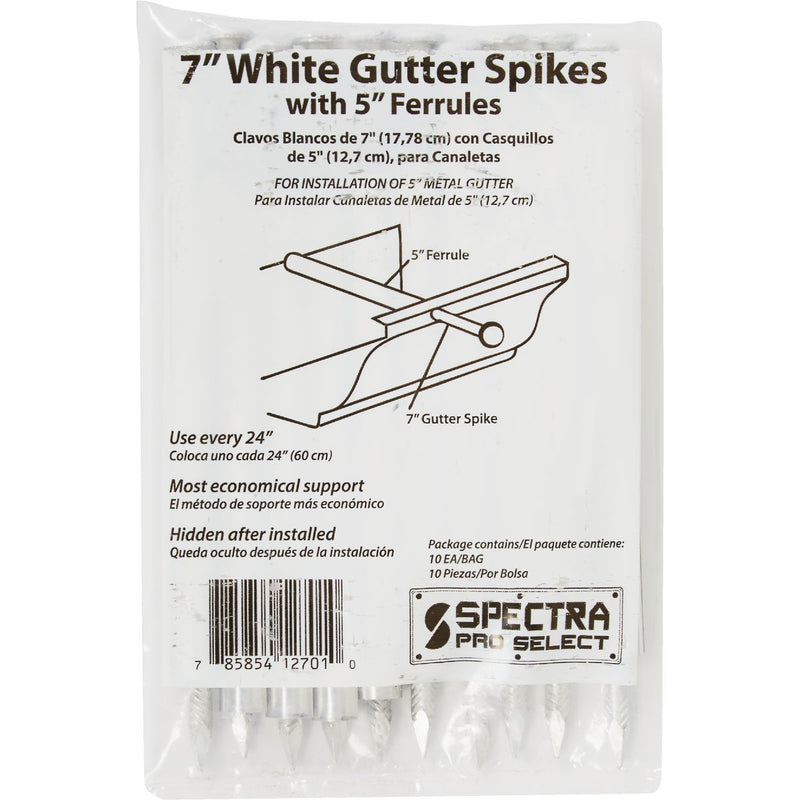 Spectra Metals 7 In. Aluminum White Gutter Spike And Ferrule, (10-Pack)