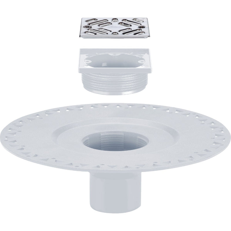 PROVA 2 In. PVC Shower Drain with Chrome Strainer