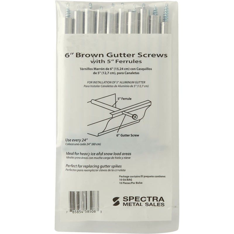 Spectra Metals 6 In. K Style Brown Gutter Screw & Ferrule, (10-Pack)