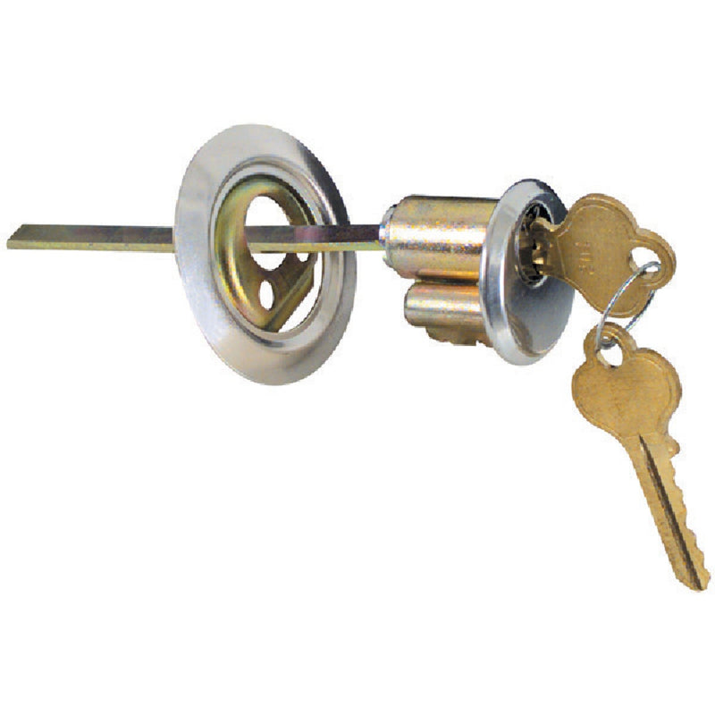 Prime-Line 5-Pin Brass Diecast Rim Cylinder Lock with Trim Ring