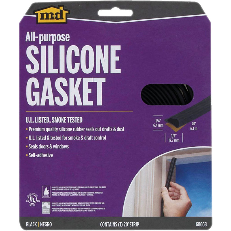 M-D 1/4 In. x 1/2 In. x 20 Ft. Black All Purpose Silicone Gasket