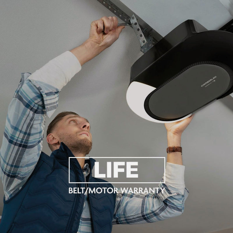 Chamberlain 3/4 HP Smartphone-Controlled Ultra-Quiet & Strong Belt Drive Garage Door Opener with Built-In WiFi, Battery Backup and MAX Lifting Power