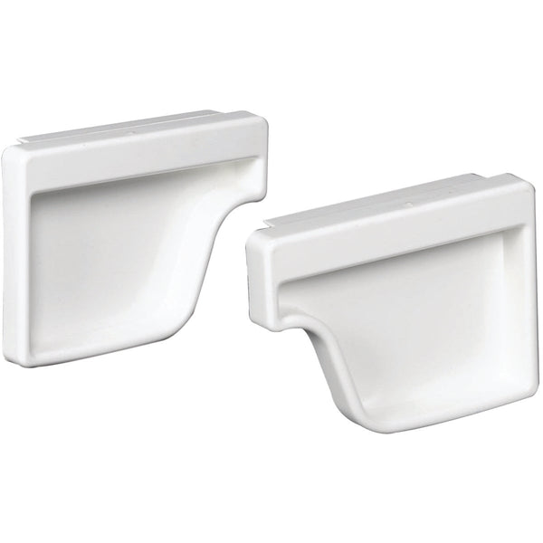 Amerimax 5 In. Traditional K-Style White Vinyl Gutter End Cap, Pair