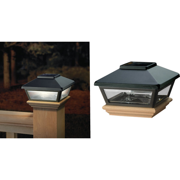 Deckorators 4 In. x 4 In. Black Solar Post Cap with Cedar Base