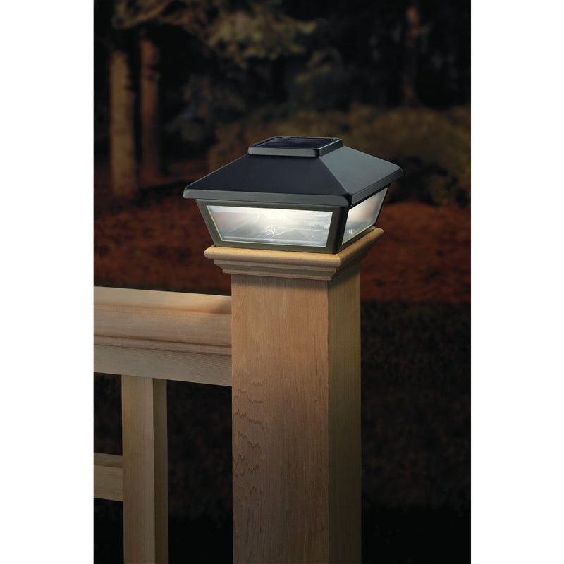 Deckorators 4 In. x 4 In. Black Solar Post Cap with Cedar Base