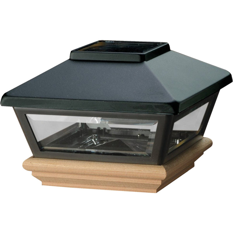 Deckorators 4 In. x 4 In. Black Solar Post Cap with Cedar Base