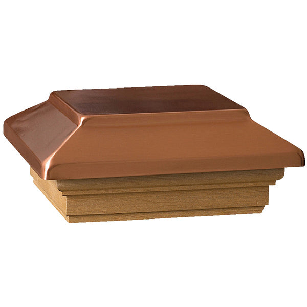 Deckorators 6 In. x 6 In. Plastic Top, Cedar Base Press-On Post Cap