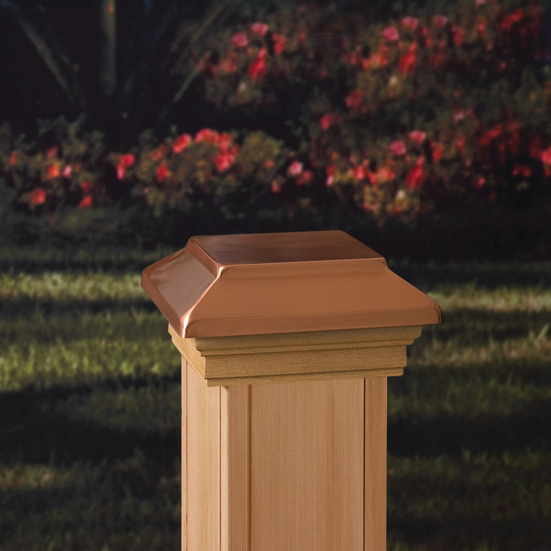 Deckorators 6 In. x 6 In. Plastic Top, Cedar Base Press-On Post Cap