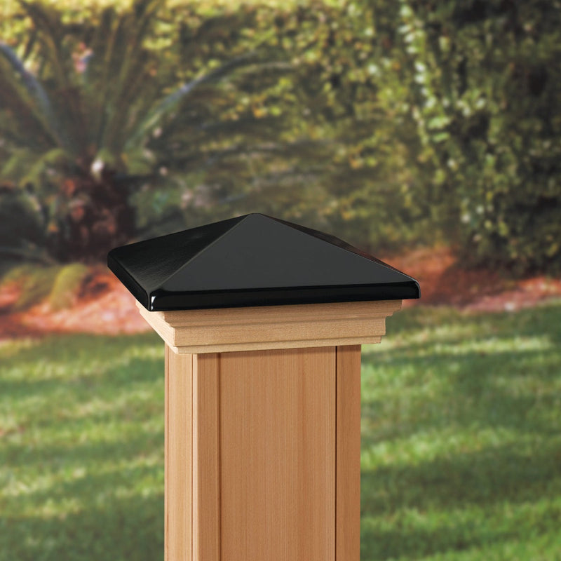 Deckorators 6 In. x 6 In. Plastic Top, Cedar Base Press-On Post Cap