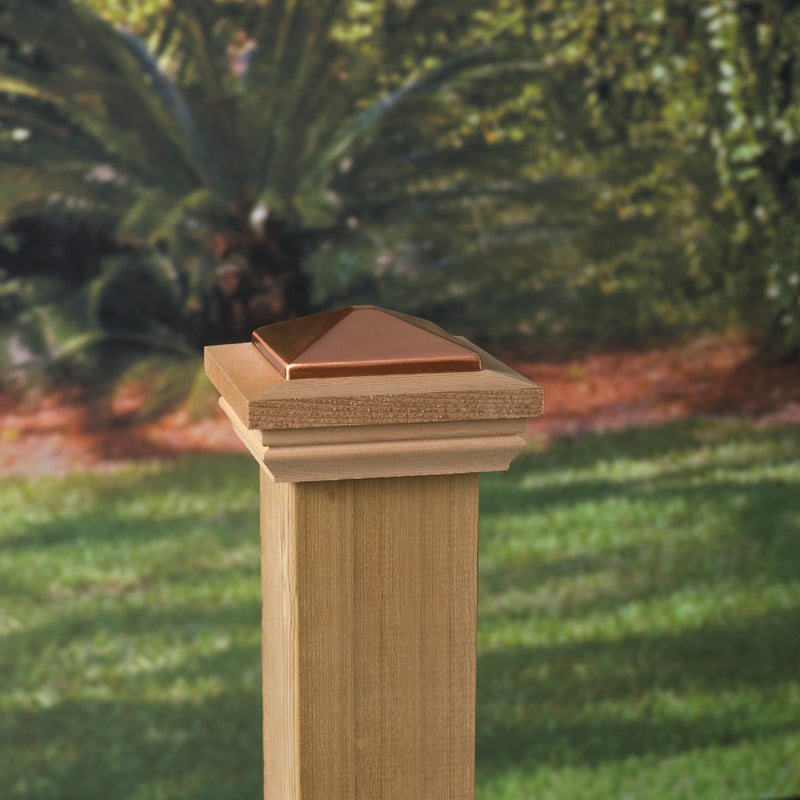 Deckorators 6 In. x 6 In. Plastic Top, Cedar Base Press-On Post Cap