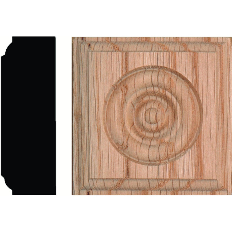 House of Fara 7/8 In. x 2-1/2 In. Unfinished Red Oak Rosette Block