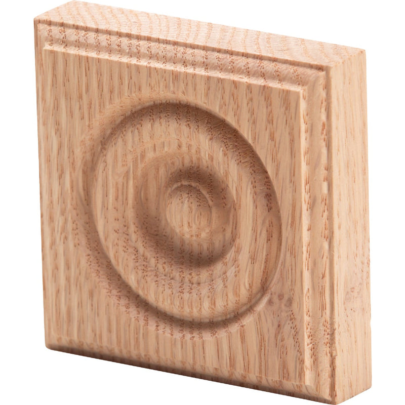 House of Fara 7/8 In. x 3-1/2 In. Unfinished Red Oak Rosette Block