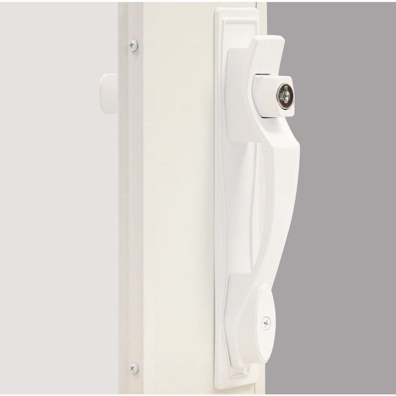 Larson White Heavy-Duty Keyed Push Button Door Latch