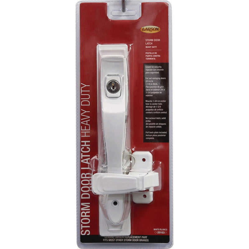 Larson White Heavy-Duty Keyed Push Button Door Latch