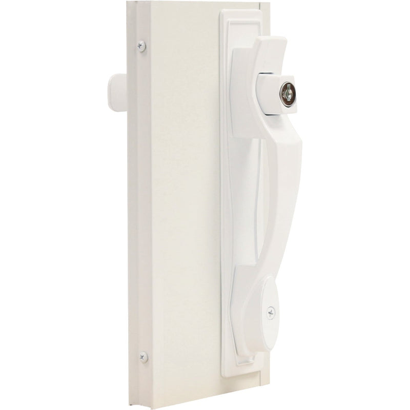 Larson White Heavy-Duty Keyed Push Button Door Latch