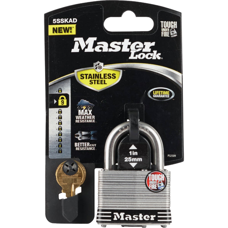 Master Lock 2 In. Laminated Stainless Steel Keyed Padlock with 1 In. Shackle