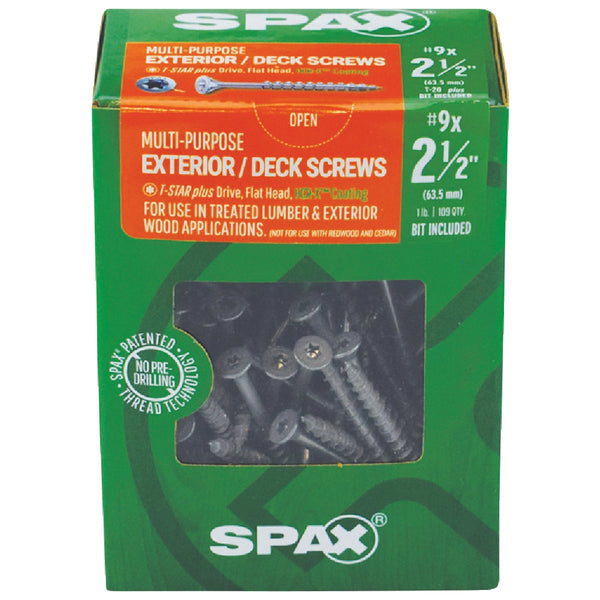 Spax #9 x 2-1/2 In. Flat Head Exterior Multi-Material Construction Screw (1 Lb. Box)