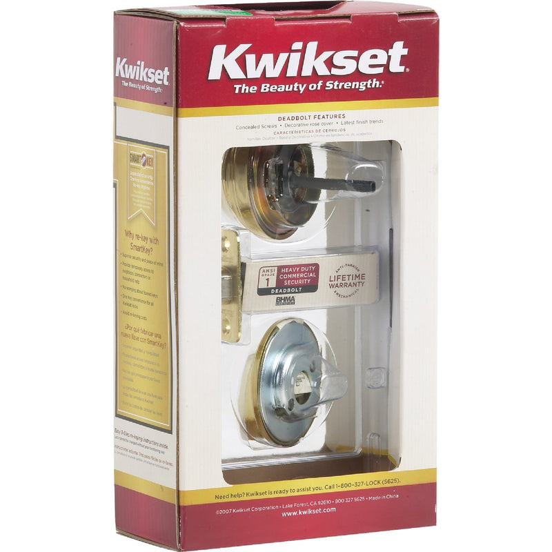 Kwikset Signature Series Polished Brass Single Cylinder Deadbolt